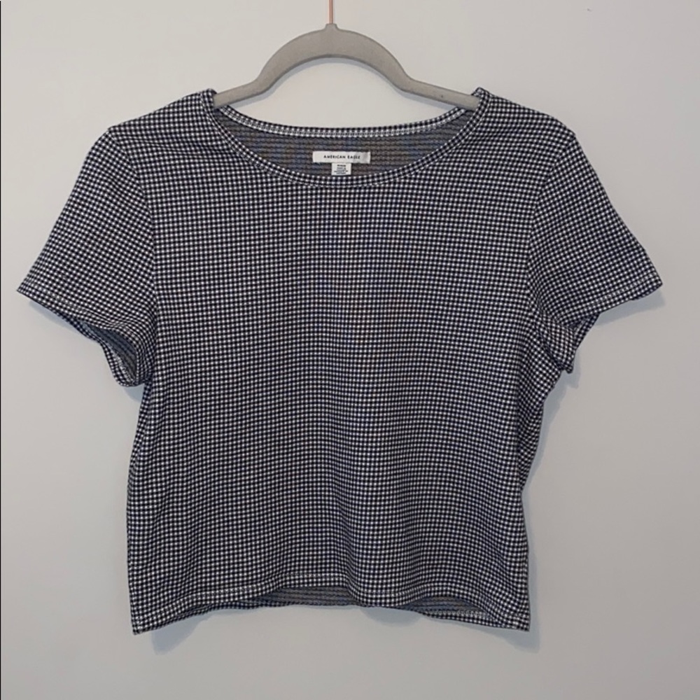 American Eagle Black & White Gingham crop top